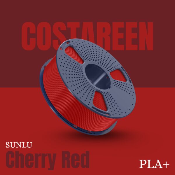 Sunlu PLA+ Cherry Red 3D Printer Filament – 1.75mm, 1KG Spool