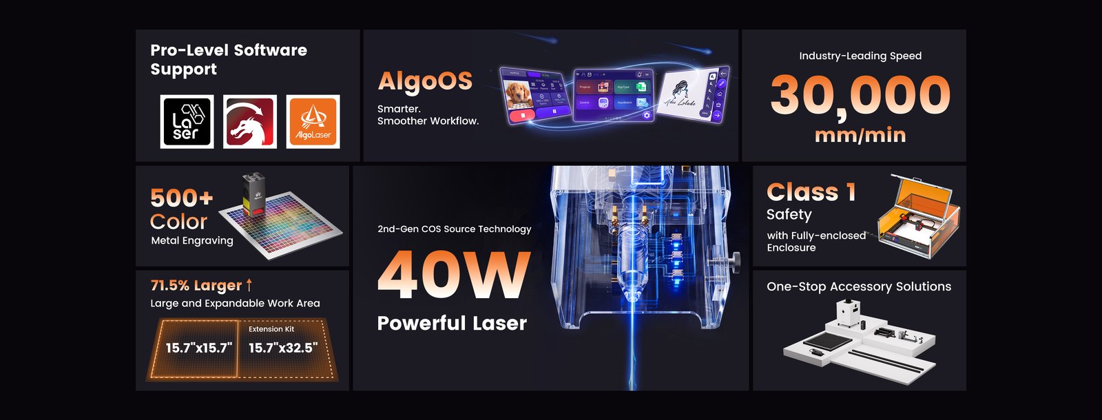 AlgoLaser Alpha MK2 40W Smart Laser Engraving Machine - view 5 AlgoLaser Alpha MK2 40W Smart Laser Engraving Machine - view 5