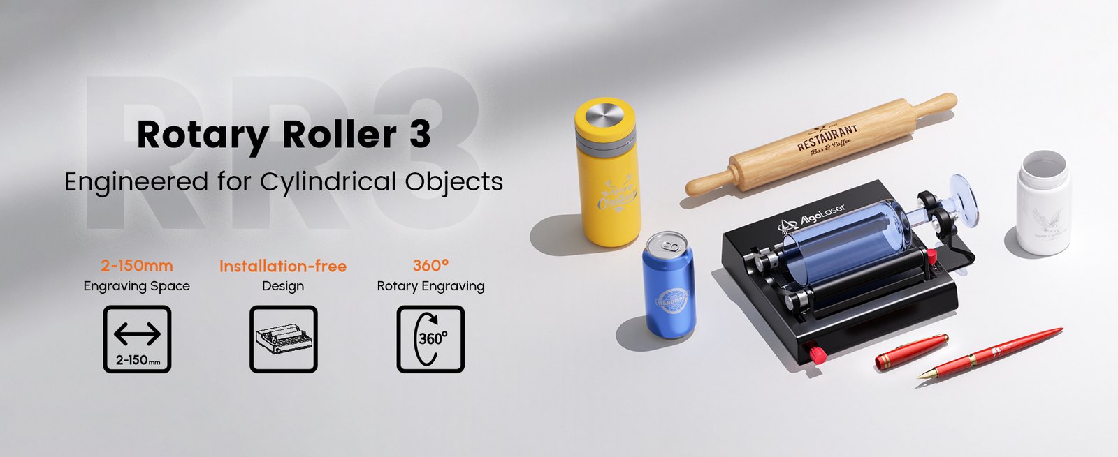 AlgoLaser Mini Rotary Roller RR3 for Pixi - view 1 AlgoLaser Mini Rotary Roller RR3 for Pixi - view 1