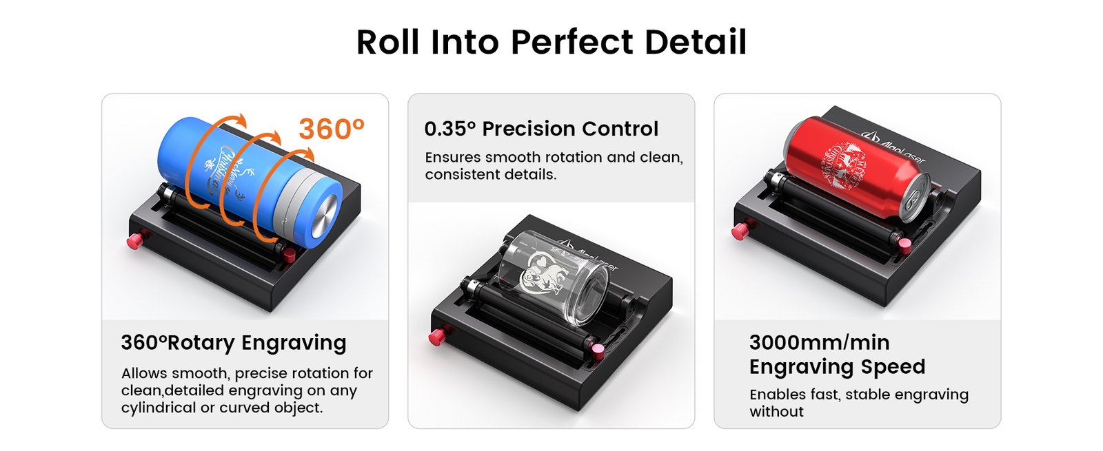 AlgoLaser Mini Rotary Roller RR3 for Pixi - view 3 AlgoLaser Mini Rotary Roller RR3 for Pixi - view 3
