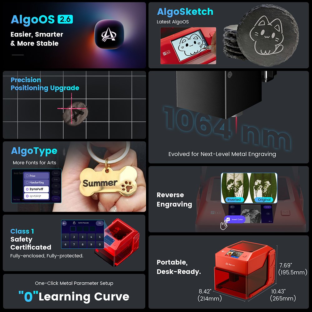 AlgoLaser Pixi 1064nm Infrared Laser Engraving Machine (Metal & Plastic) - view 2 AlgoLaser Pixi 1064nm Infrared Laser Engraving Machine (Metal & Plastic) - view 2