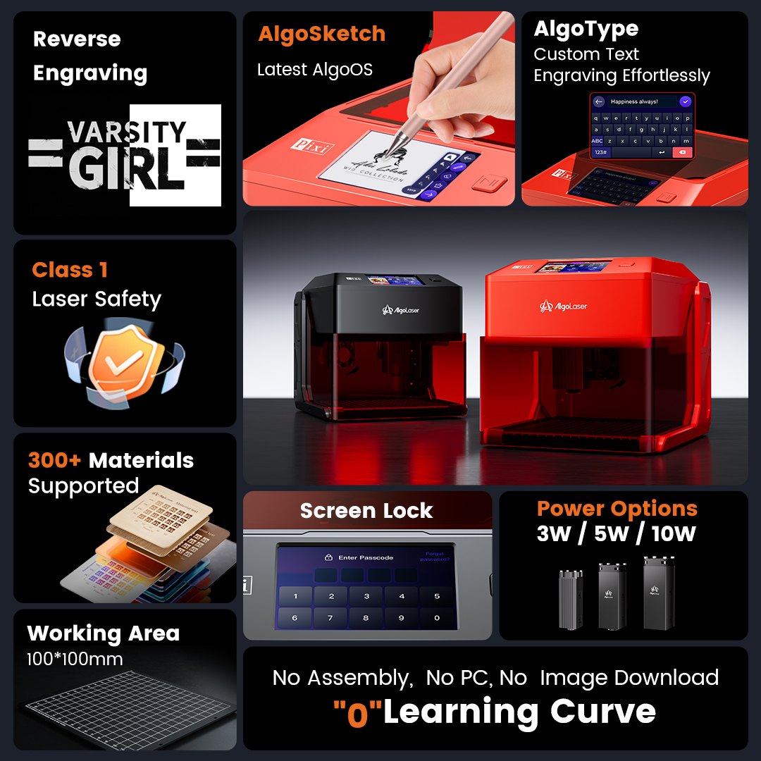 AlgoLaser Pixi 10W Desktop Laser Engraving Machine - view 2 AlgoLaser Pixi 10W Desktop Laser Engraving Machine - view 2