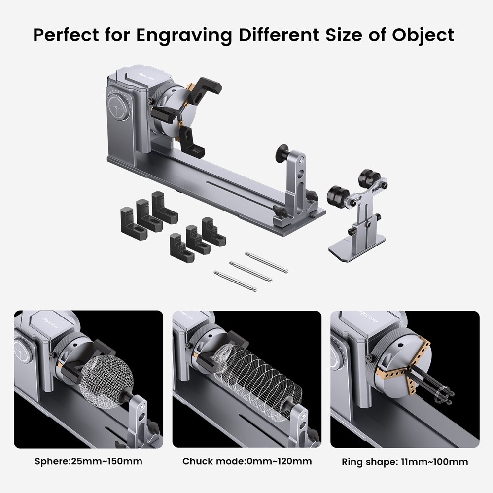 AlgoLaser Rotary Chuck ARC1.0 — 4-in-1 Rotary Attachment - view 3 AlgoLaser Rotary Chuck ARC1.0 — 4-in-1 Rotary Attachment - view 3